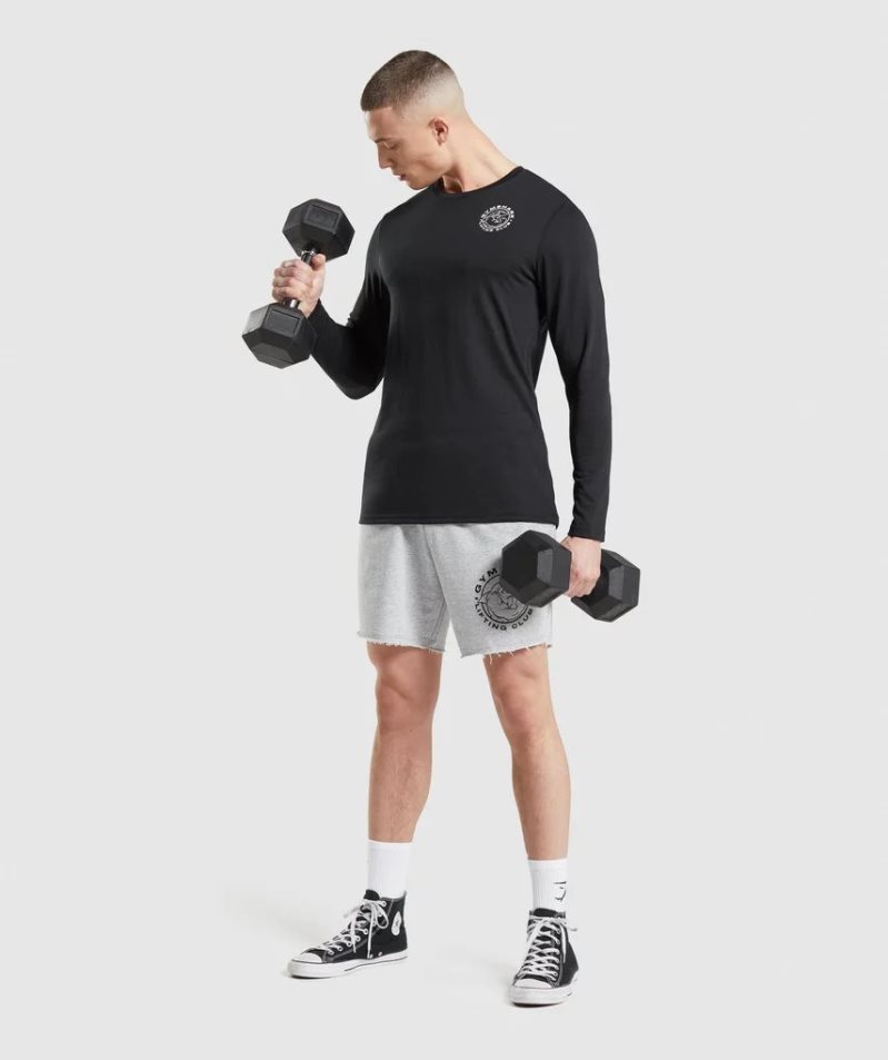 Men's Gymshark Legacy Long Sleeve T-Shirts Black | NZ 3KVJLT